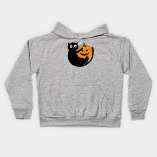 Black cat and pumpkin Kids Hoodie